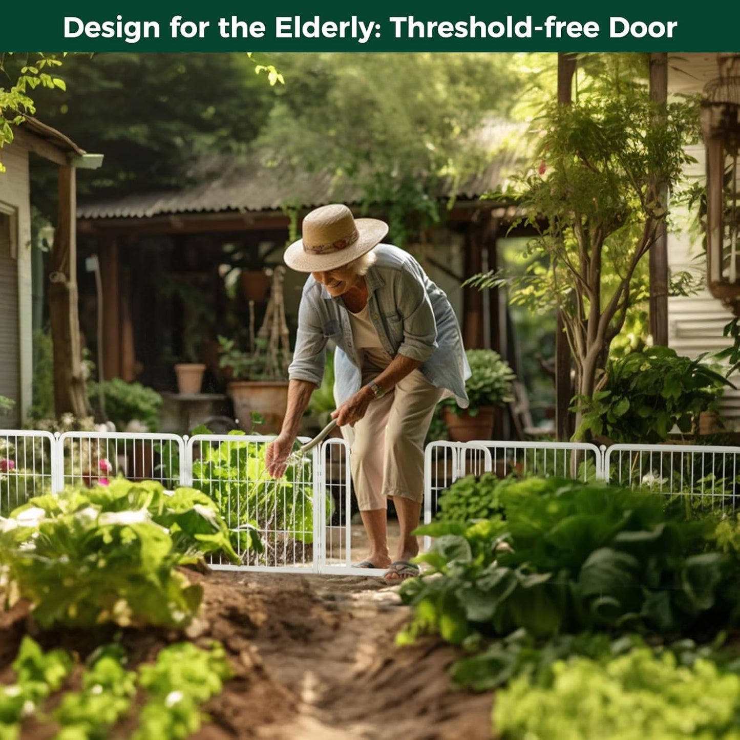 FXW Garden Fence Outdoor for The Yard – 40in(H) x 108.0ft(L) Heavy Duty Metal Animal Barrier for Dog and Rabbit, Decorative Dog Fence, 48 Panels, White