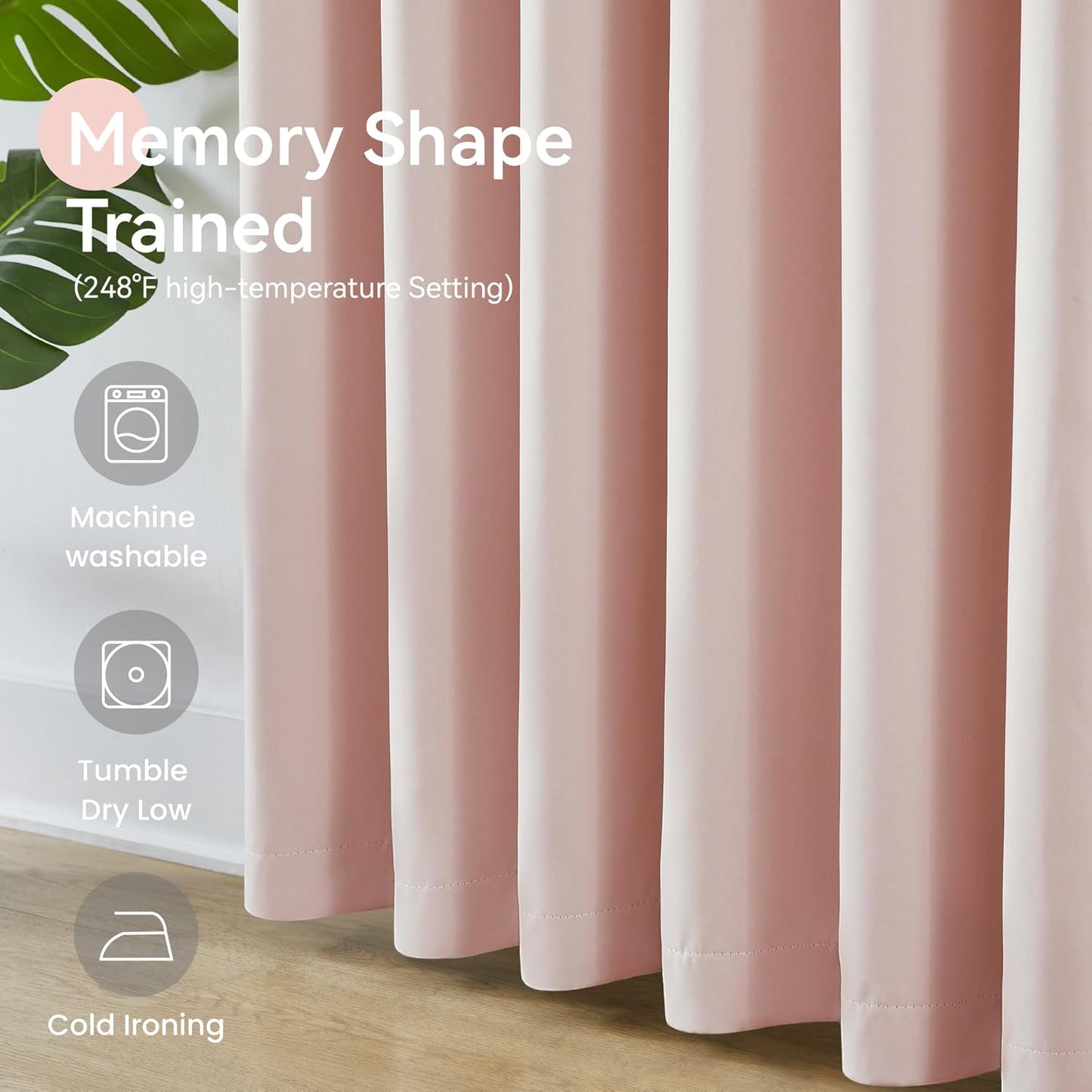 Baby Pink Pinch Pleat Blackout Curtains Drapes 96 Inches Long for Girls Bedroom, Pinch Pleated Thermal Insulated Soundproof Curtains for Nursery Dorm Living Room with Hooks Track System 2 Panels,40x96