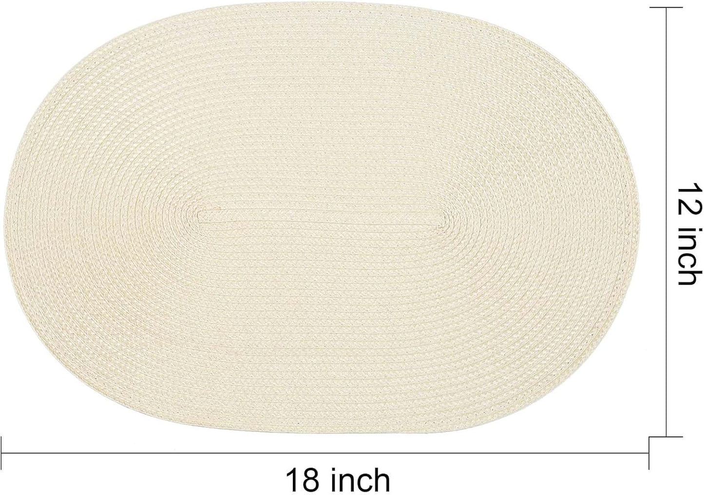 AHHFSMEI Placemats Set of 4 for Dining Table Washable Woven Vinyl Non-Slip 18x12 inches Placemat Heat-Resistant Durable Table Mats for Dining Table Easy to Clean (Oval Beige, 4)