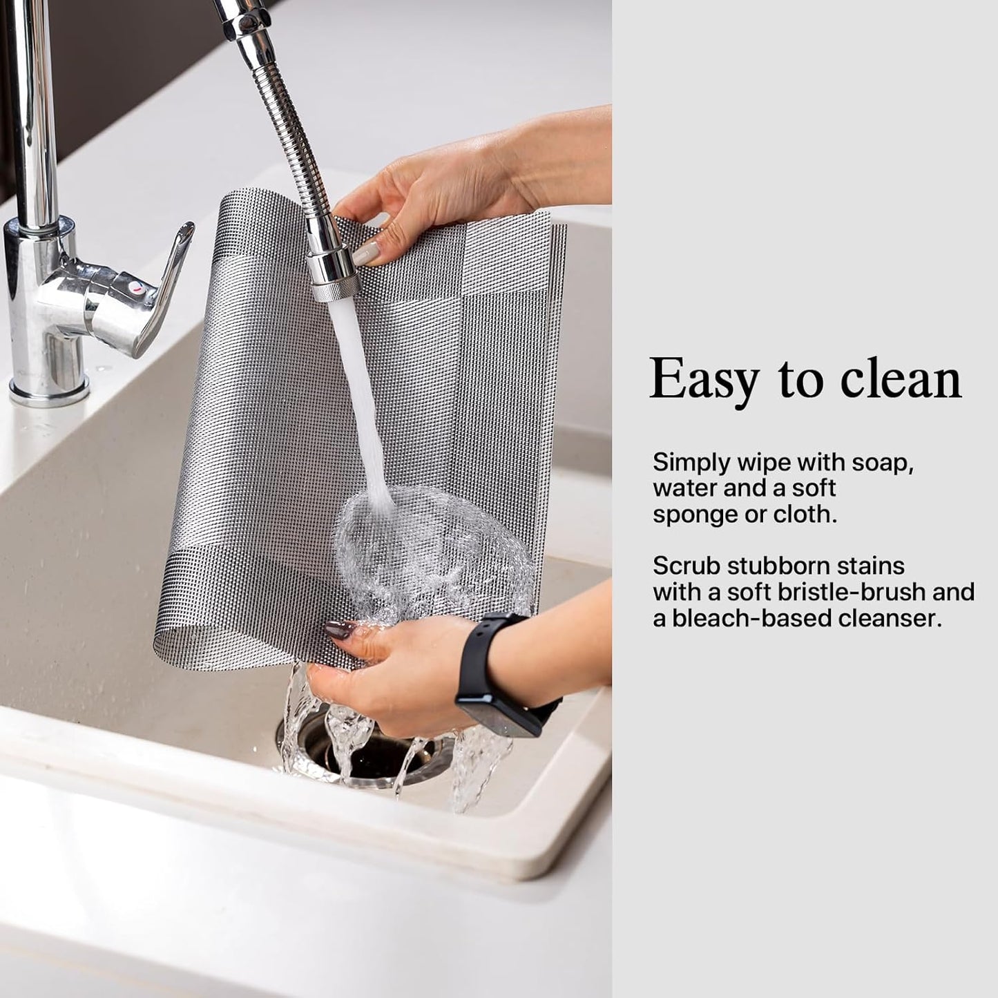 Placemats Set of 12 - Easy Clean Woven Vinyl Placemats for Dining Table, Indoor/Outdoor Place Mats, Washable PVC Table Mats （Silver Cube）