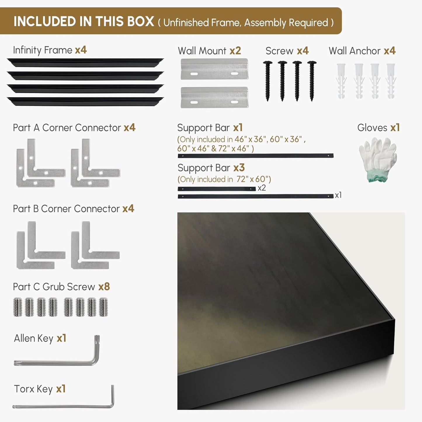 SIGNWIN 46"x72" Extra Large Framed Wall Art Muted Forest Path Soft Misty Woodland Scene Illustration for Home Living Room Bedroom Decor (Frame Assembly Required)