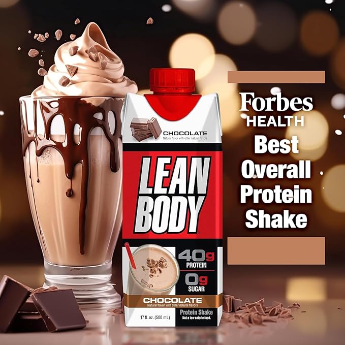 Lean Body Ready-to-Drink Chocolate Protein Shake, 40g Protein, 0 Sugar, 22 Vitamins 17 Fl 12)