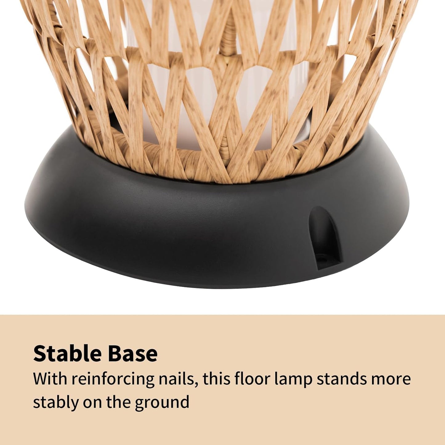 Large Patio Solar Powered Lantern for Garden Outdoor Decorative Floor Lamp Water-Resistant Wicker Lights for Deck Backyard