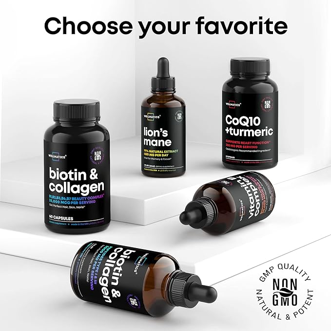 Biotin Capsules with Collagen and Keratin 25000MCG Per 60 Caps