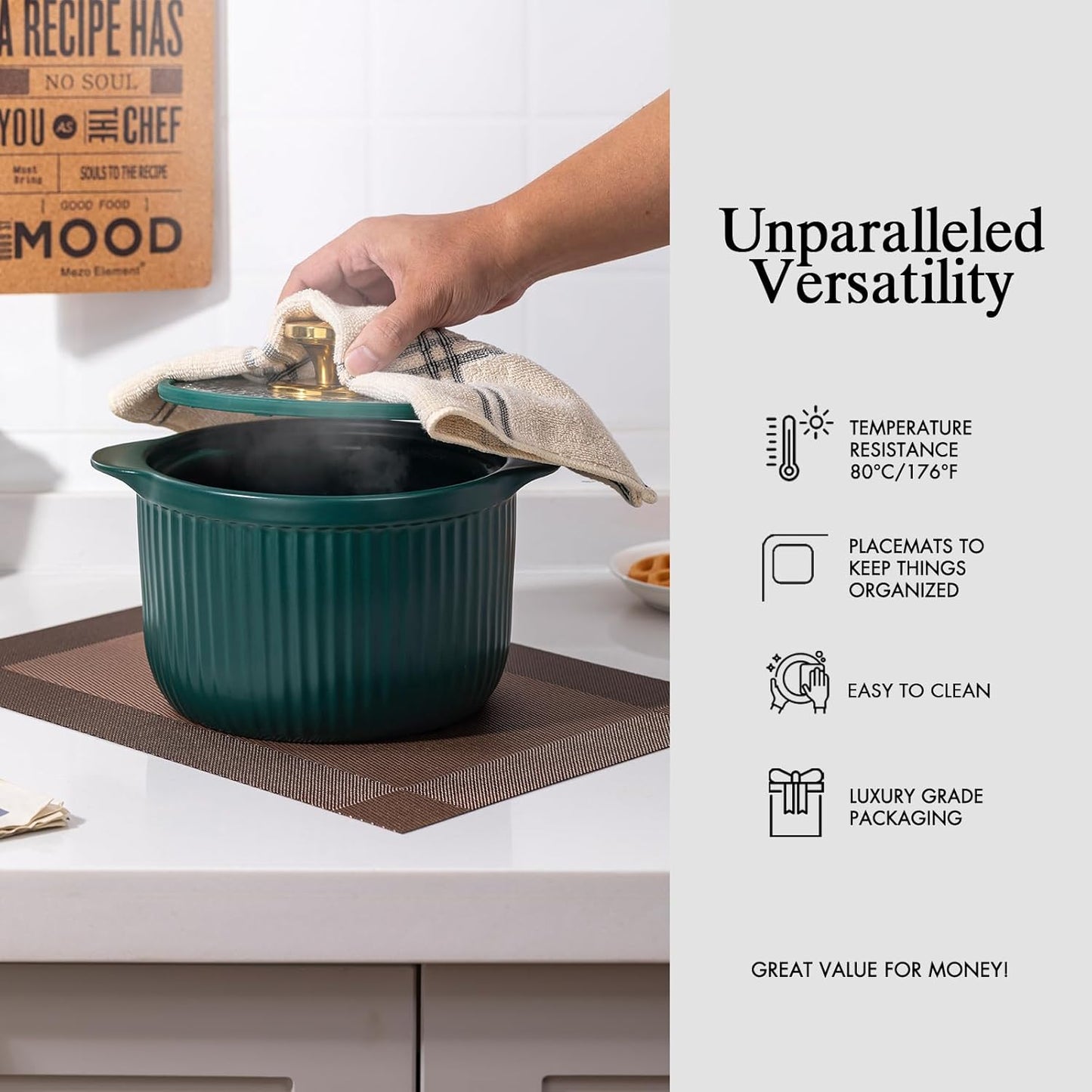 Placemats Set of 6 - Easy Clean Woven Vinyl Placemats for Dining Table, Indoor/Outdoor Place Mats, Washable PVC Table Mats（Brown Cube）