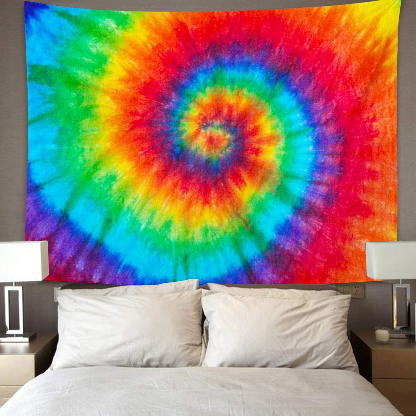 Emvency Tapestry Colorful Rainbow Spiral Tie Dye Pattern Color Dyed Batik Home Decor Wall Hanging for Living Room Bedroom Dorm 50x60 Inches