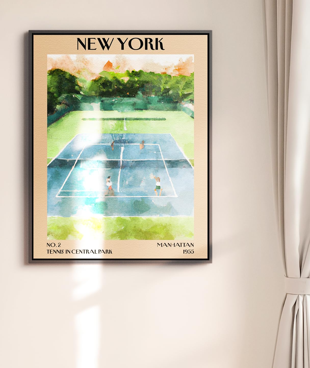 Retro Vintage New York Wall Art Print - 11x14 Unframed Poster - New York City Souvenirs, Cute Trendy Colorful Wall Decor (Tennis Courts, 11x14")