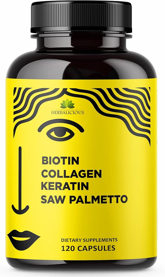 Biotin Vitamins with Collagen, Keratin & 10000 mcg 120 Capsules