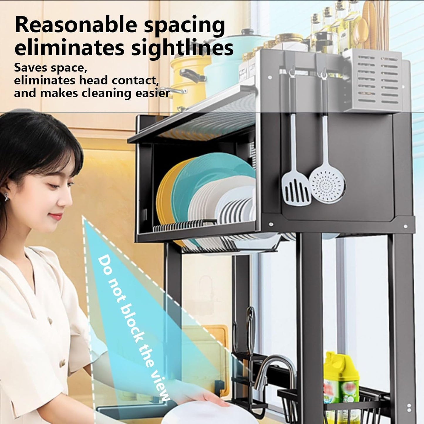 Home Furnishing Over The Sink Dish Drainer Drying Rack 3 Tier Over Sink Dish Rack for,oversink Dish Dry Rack,Space Saving Dish Drying Rack,Kitchen Sink Organizer countertop(White,55cm/21.7in)