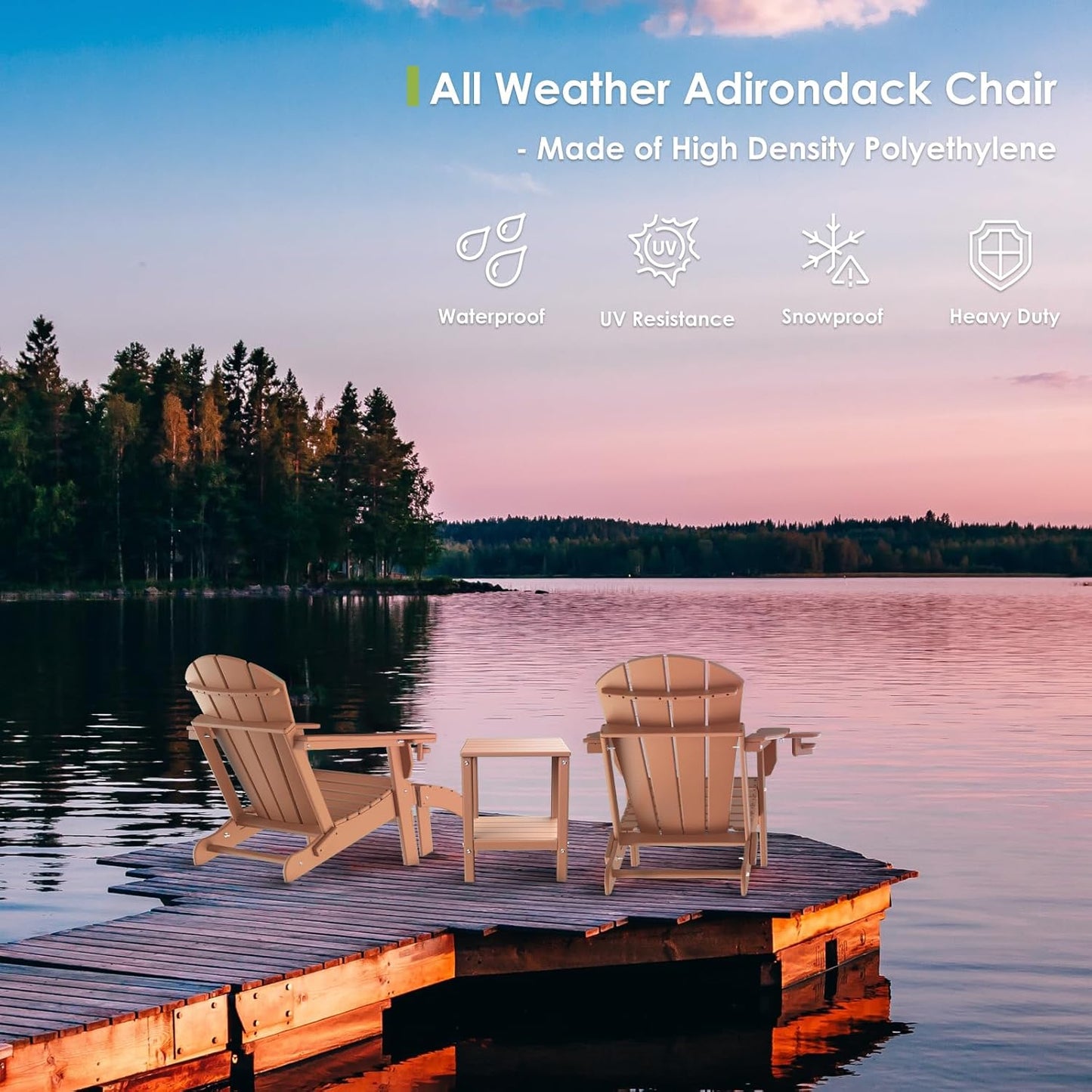 GREENVINES Adirondack-Ottoman | Set of 4 | HDPE Plastic | Outdoor Footrest | All Weather | Foot Rest | Foot Stool | Teak | for Adirondack Chair | for Patio Backyard Pool