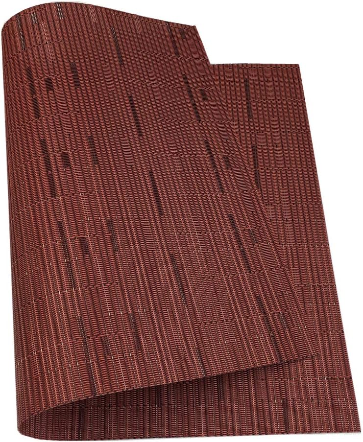 Red-A Placemats Set of 6 for Dining Table Heat-Resistant Washable Place Mats Woven Vinyl Kitchen Table Mats Easy to Clean,Wine red