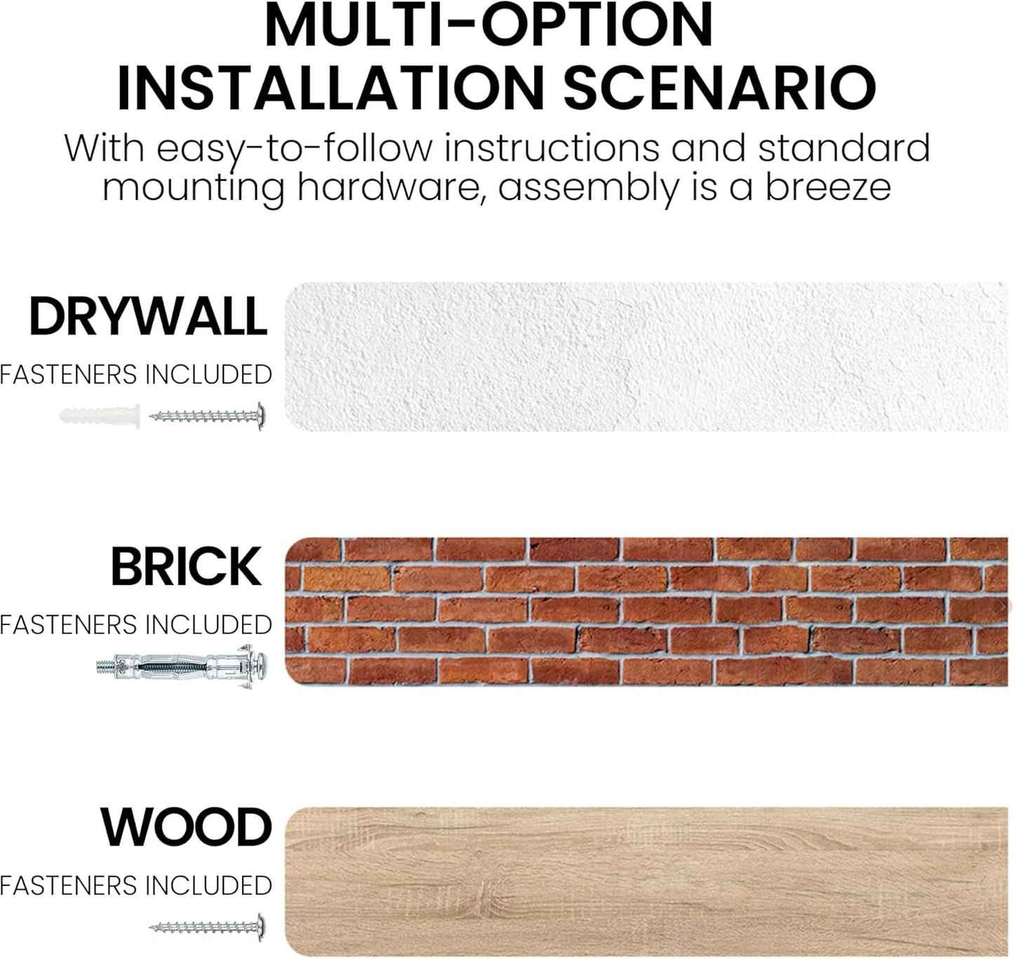 Fun Memories Floating Shelves for Wall, 24"x9.3" Rustic Solid Elm Wood Shelves, Heavy-Duty Wall Mounted Shelves with Invisible Brackets, Set of 2 for Living Room, Bedroom, Kitchen, Natural Finish