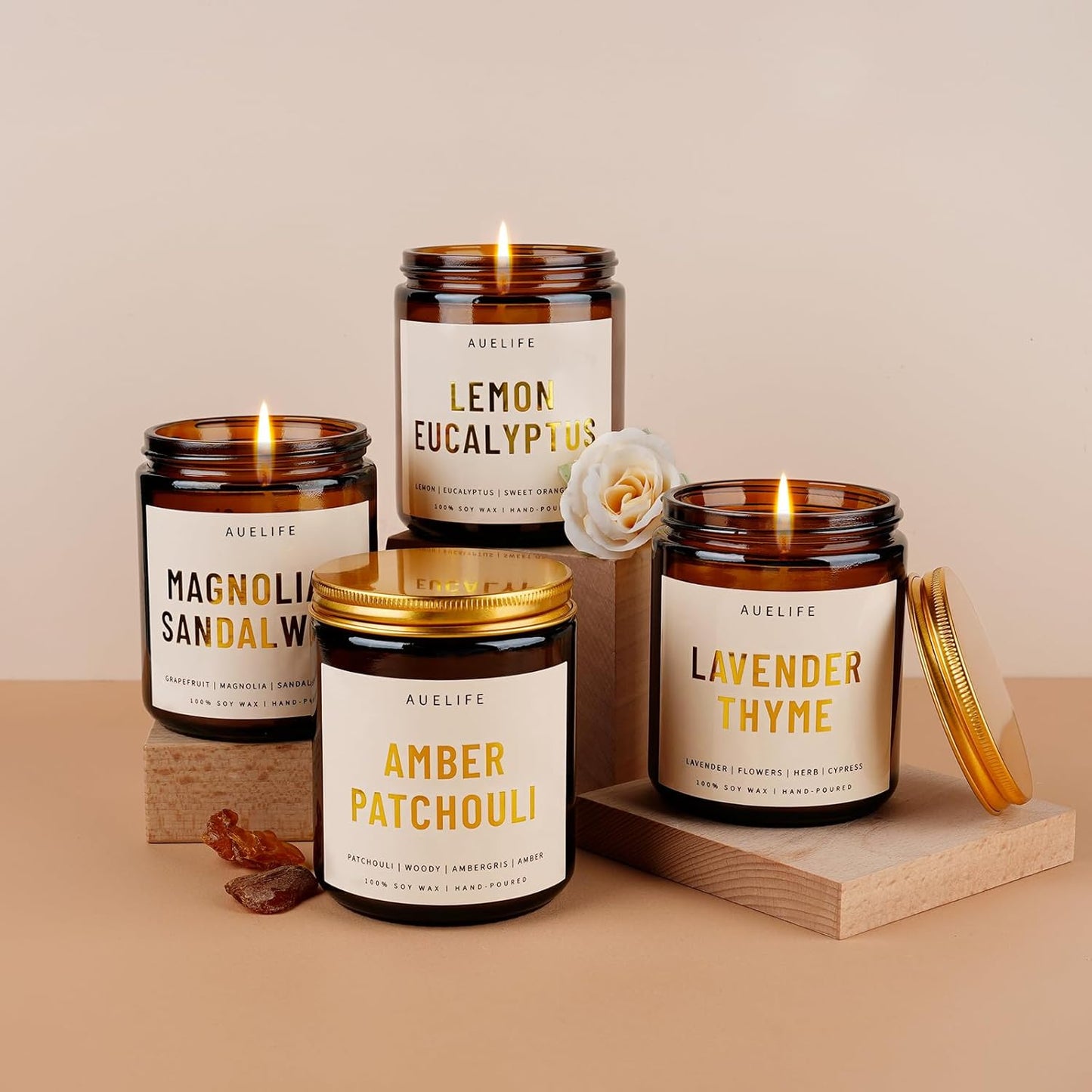 Scented Candles for Home - Magnolia & Sandalwood Candle | Aromatherapy Candle Gift for Women & Men, Soy Candles for Home Scented - 7oz