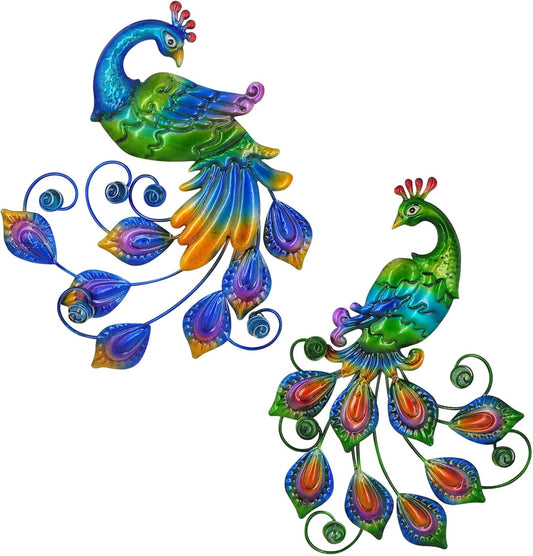 Tuokiuhn Metal Peacock Bird Wall Art Bird Wall Decor Outdoor Wall art Suitable for Outdoor Metal Wall Decorations for Patio Set of 2