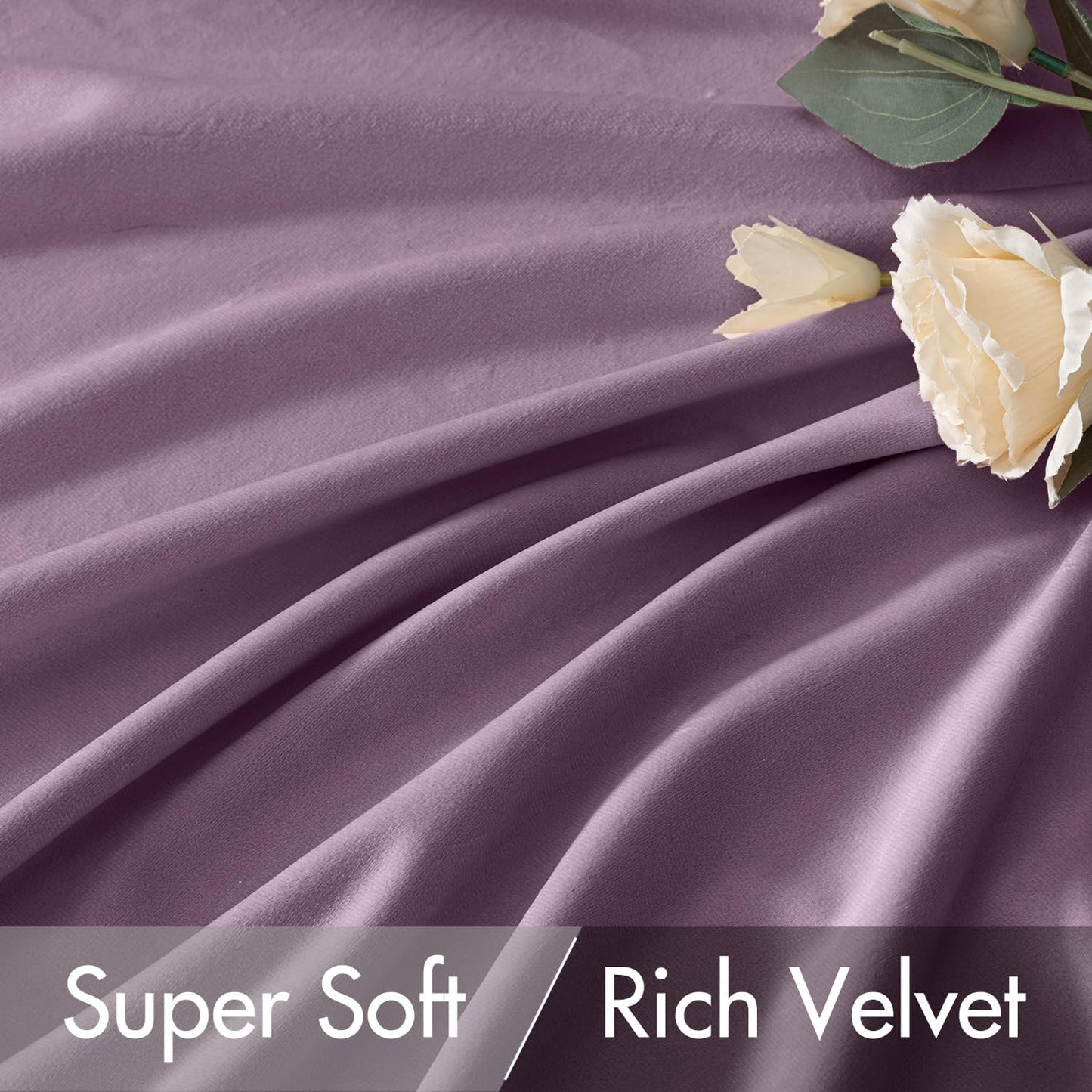 MIULEE Lavender Velvet Curtains 96 inches 2 Panels - Luxury Room Darkening Window Drapes for Bedroom Living Room Thermal Insulated Super Soft Blackout, Back Tab Rod Pocket Pinch Pleated, Purple