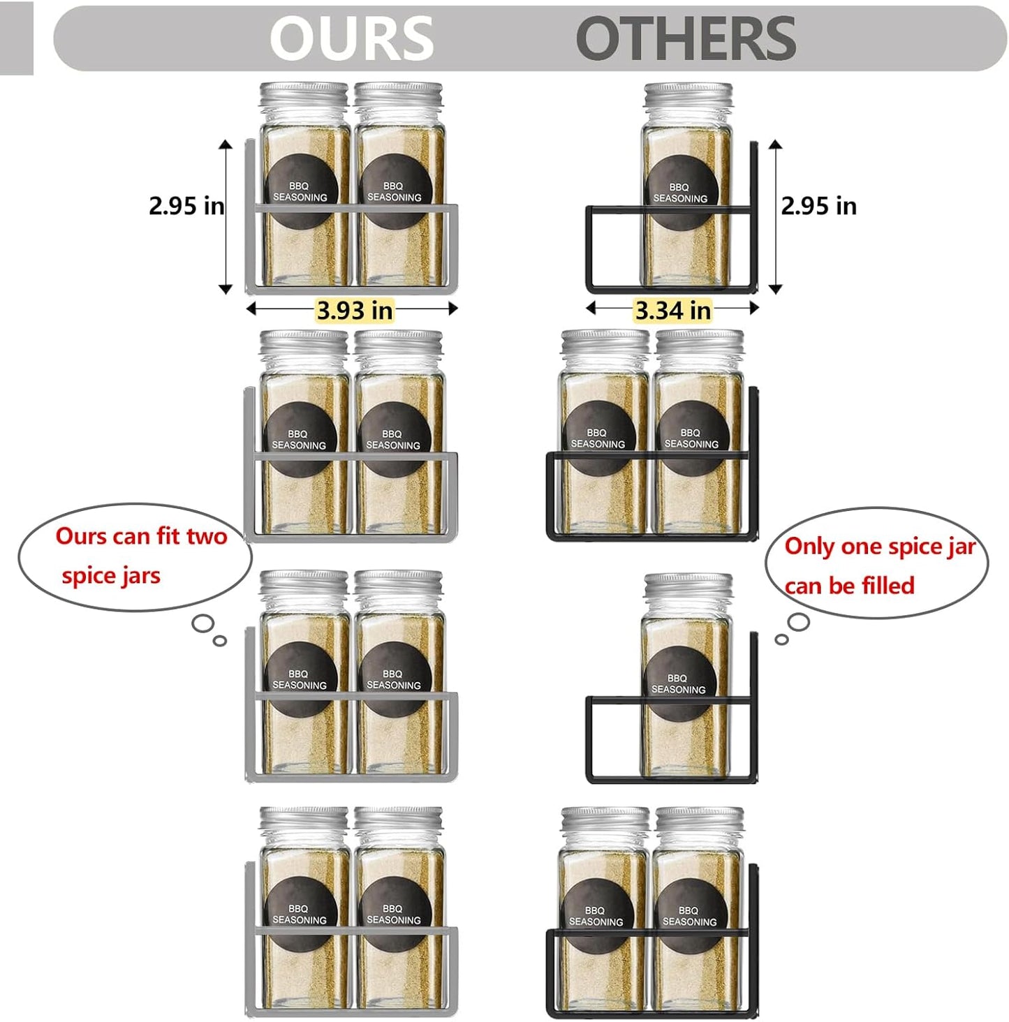 Magnetic Spice Rack Organizer for Fridge Seasoning Organizer for Kitchen Storage With Screw Magnetic Shelf for Oven, RV,Garage,Bathroom (Grey, 4pack)