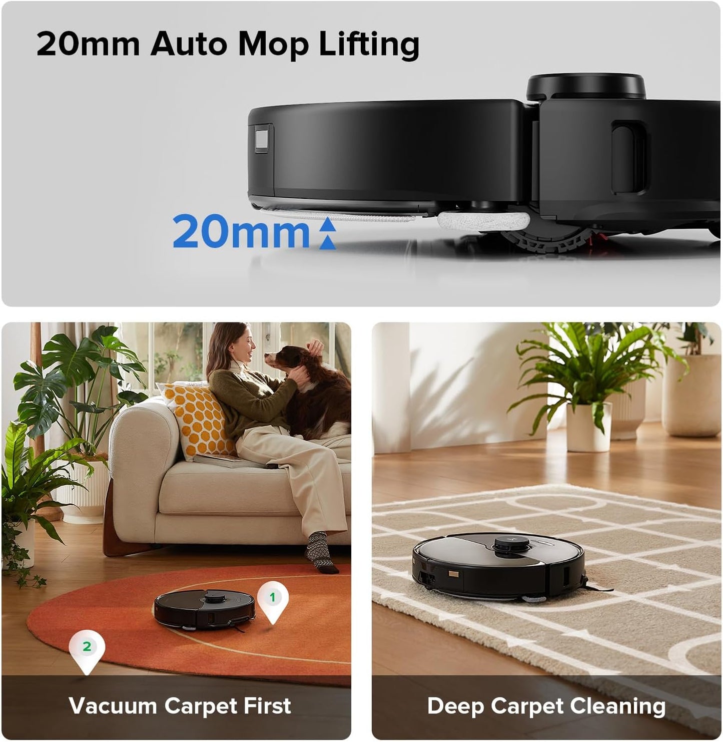 roborock S8 Max Ultra Robot Vacuum and Mop, All-in-One Dock, PreciSense LiDAR Navigation, Smart Dirt Detection, Self-Emptying, 8000Pa Suction for Various Floors, 20mm Auto Lifting for Carpet, Black