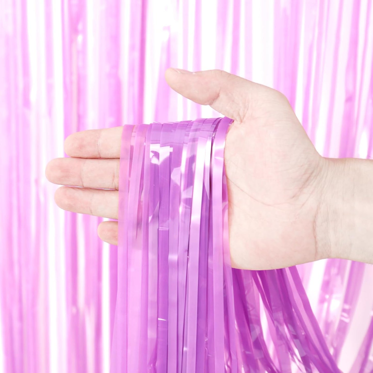 3 Pack 3.3 x 8.2 ft Pastel Purple Foil Fringe Backdrop Curtains, Tinsel Streamers Birthday Party Decorations, Fringe Backdrop for Graduation, Baby Shower, Gender Reveal, Disco Party