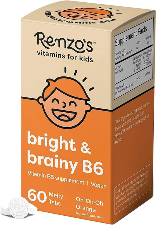 Renzo's Bright & Brainy Vitamin B6 B6-60 Sugar-Free