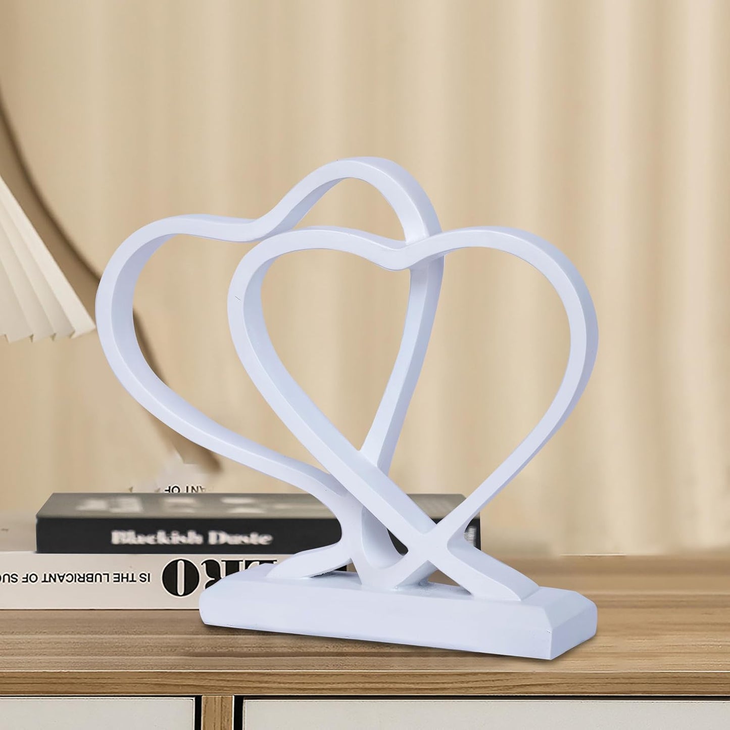 White Heart Sculpture for Living Room Decor Heart Decoration Gift for Her and Him Love Wedding Anniversary Couples Gift Modern Heart Statue for Home Coffee Table Dining Table Centerpiece Birthday