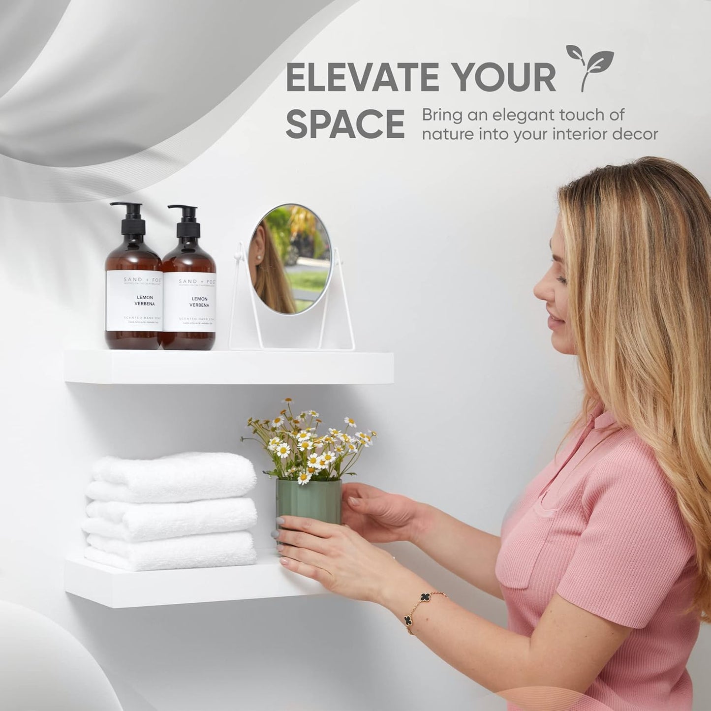 Homeforia White Floating Shelf 12 inch, High End Solid Real Wood Small 12inch Floating Shelves for Wall Mounted, White Wooden 12 in Floating Shelves, Heavy Duty Bracket, 12 X 6.5 X 1.75 inch, Set of 4