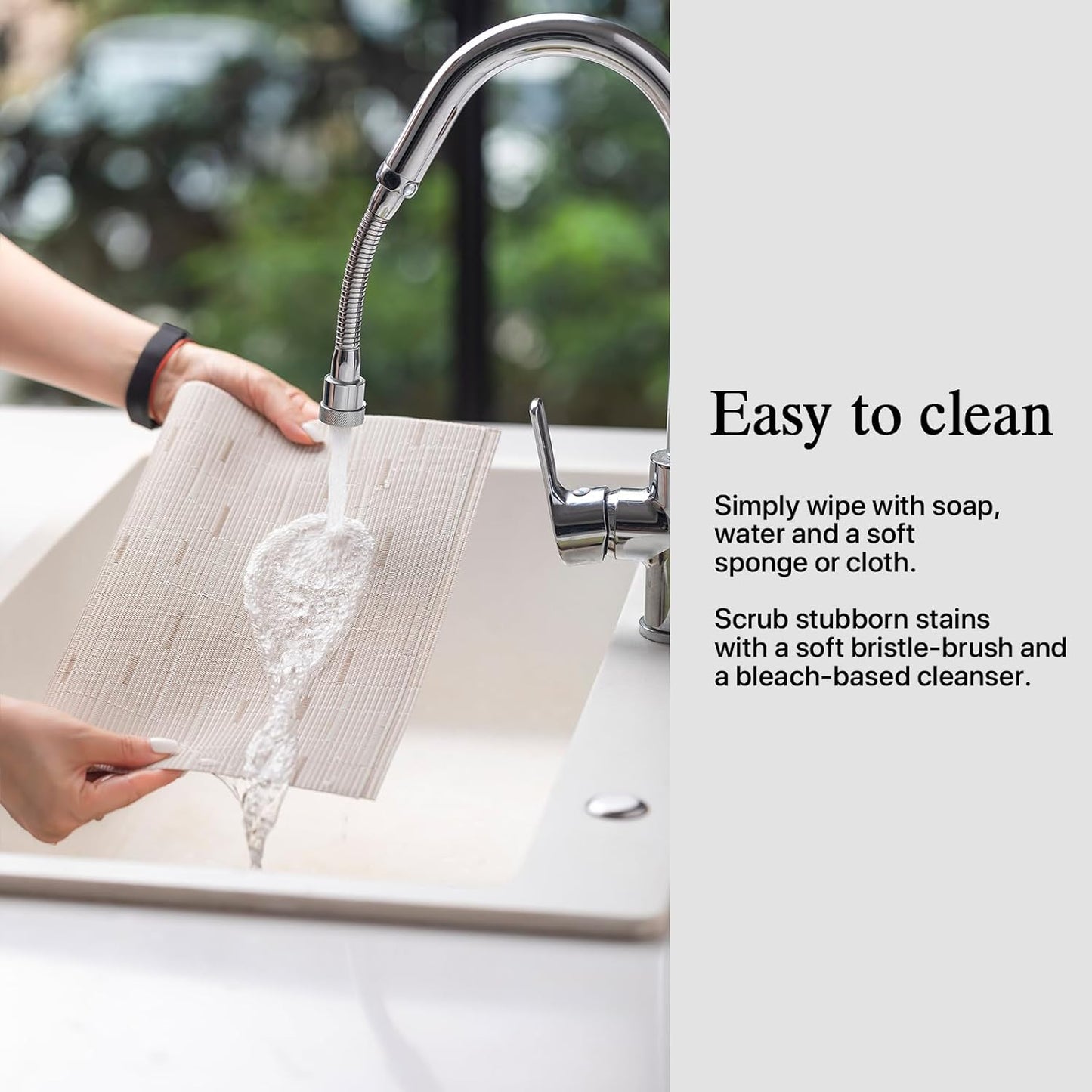 Placemats Set of 6 - Easy Clean Woven Vinyl Placemats for Dining Table, Indoor/Outdoor Place Mats, Washable PVC Table Mats （Pale Beige）