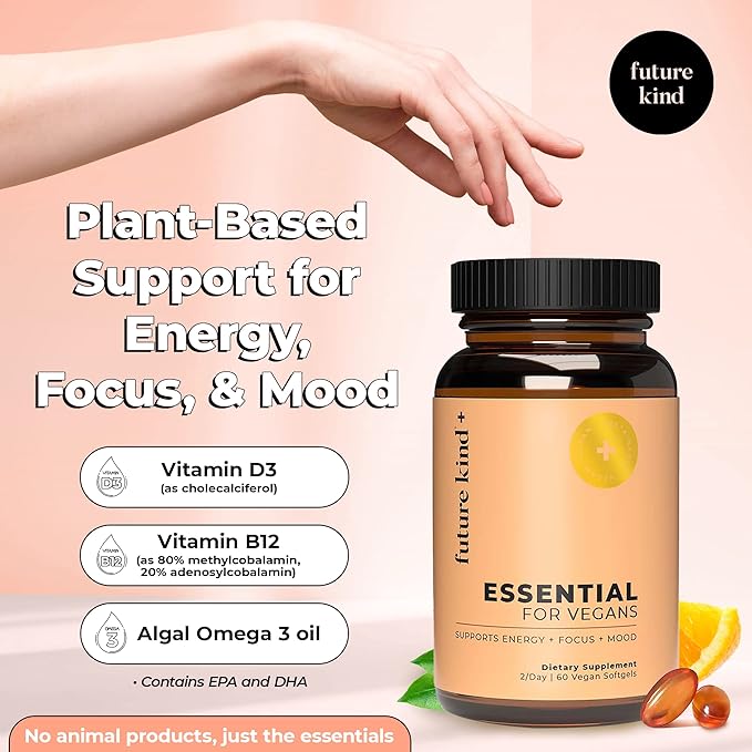 Future Kind Vegan Multivitamins 3 DHA+EPA, B12 & D3 - 60 Tiny