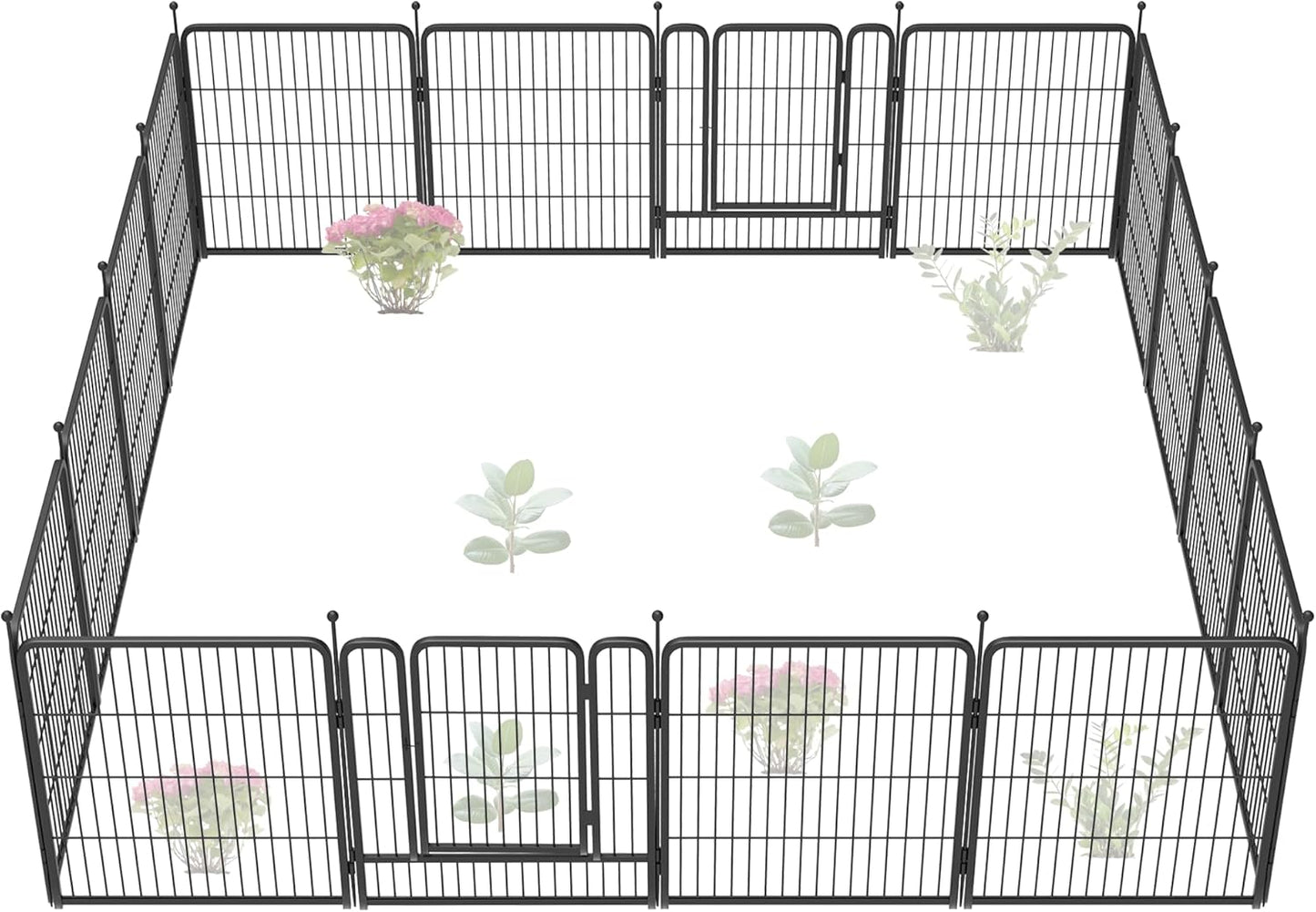 FXW Garden Fence Outdoor for The Yard – 32in(H) x 36.0ft(L) Heavy Duty Metal Animal Barrier for Dog and Rabbit, Decorative Dog Fence, 16 Panels, Black