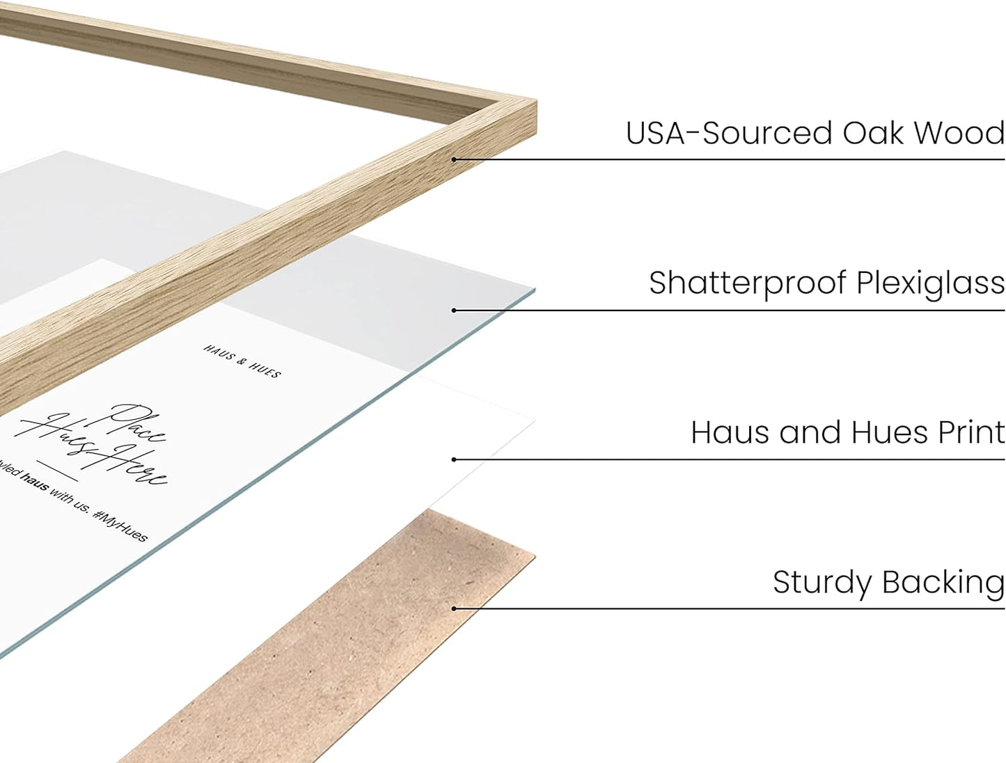 Haus and Hues 5x7 Natural Oak Wood Photo Frame Set of 15 - Mini Picture Frames Bulk Gallery Set - Premium Bulk Picture Frames 5x7 for Stylish Photo Gallery Wall Frame Set - Ideal for Home & Office