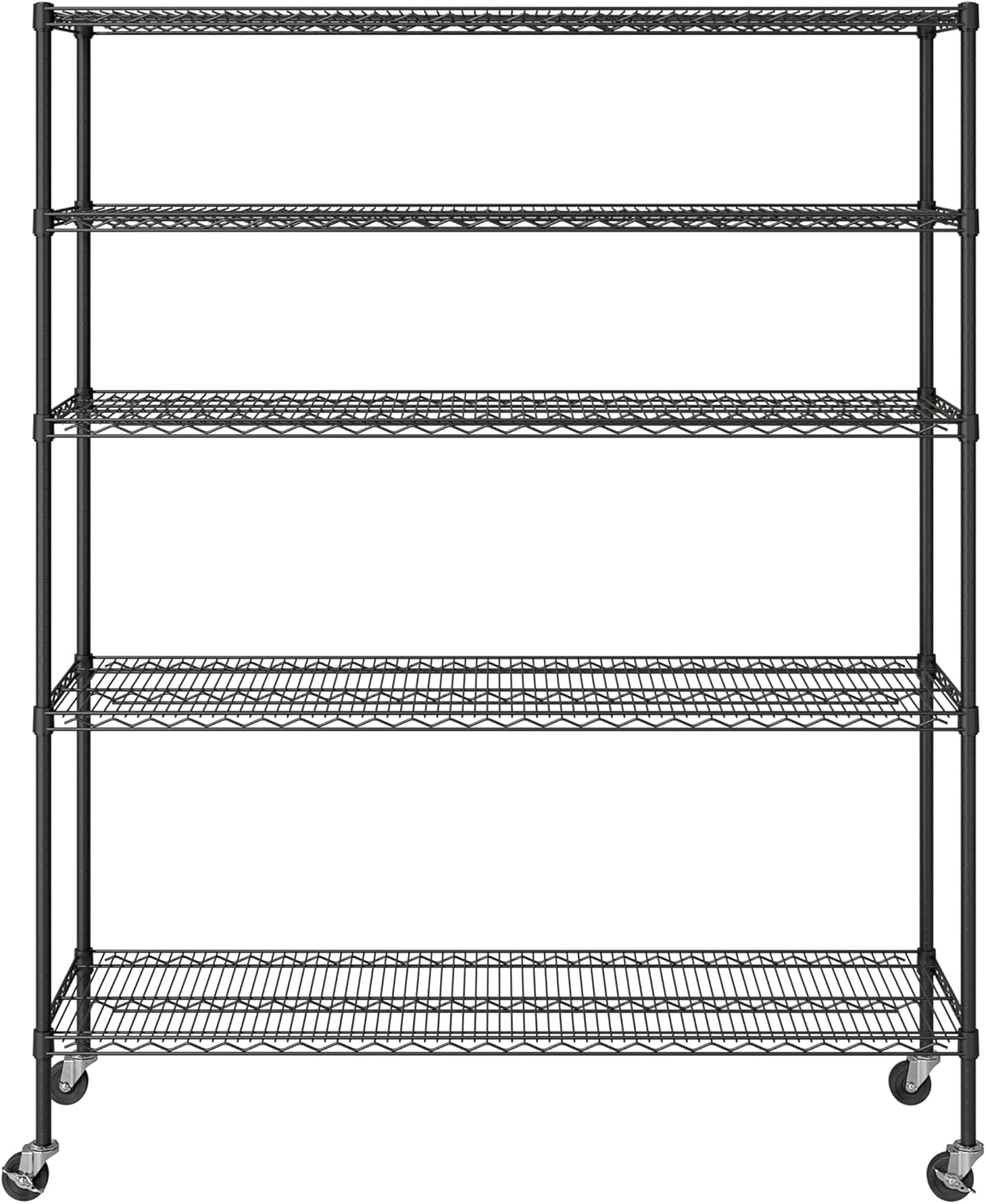 Seville Classics UltraDurable Heavy Duty NSF Solid Steel Wire Rack Storage Unit, Organizer for Garage, Warehouse, Office, Restaurant, Classroom, Kitchen, Black, 5-Tier Shelving, 60" W x 18" D