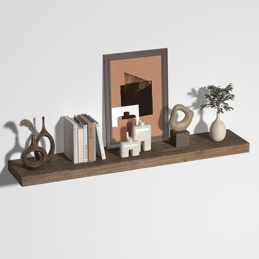 Floating Shelves for Wall, USA-Sourced Fir Wood 48 Inch Wall Shelves Set of 1, Natural Rustic Solid Wooden Floating Shelves Wall Mounted, Nursery Book Storage Shelf, Display Shelf for Bathroom