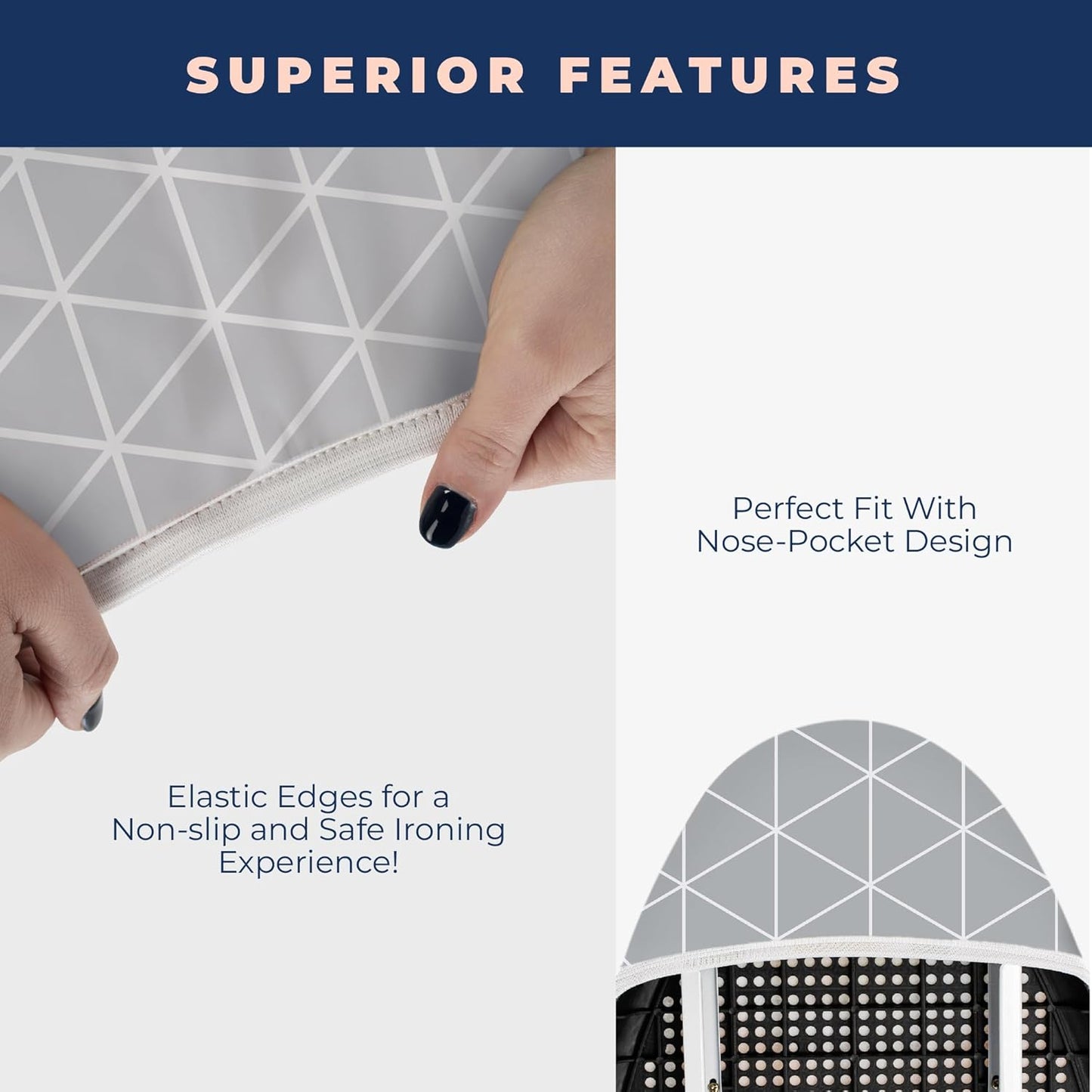 Happhom 13 x 43 Ironing Board Cover and Pad Extra Thick Heavy Duty Padded with Extra White Superior Felt Scorch and Stain Resistant with Elasticized Edges, Compatible with 12"-14" Wide 42"-44" Length