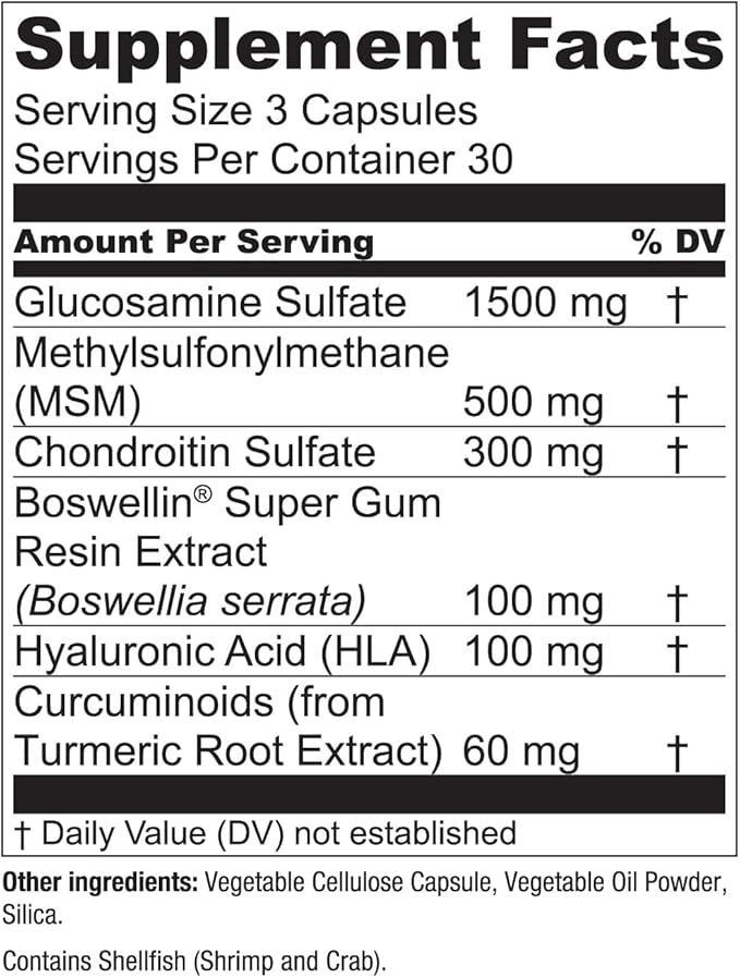 Essential Elements Glucosamine Chondroitin MSM Boswellia 270 Capsules (3 Pack)