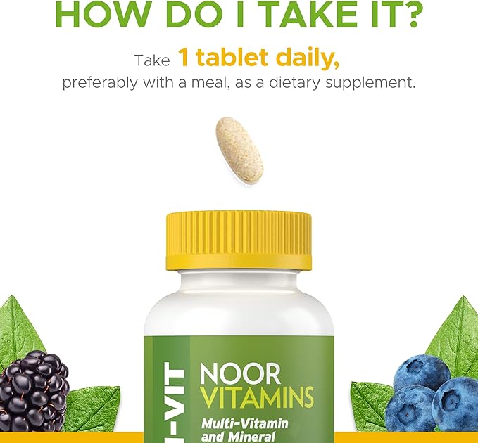 Noor Vitamins Halal Vitamins, Daily Multivitamin, 30 Vitamins B12, C, (2 Month