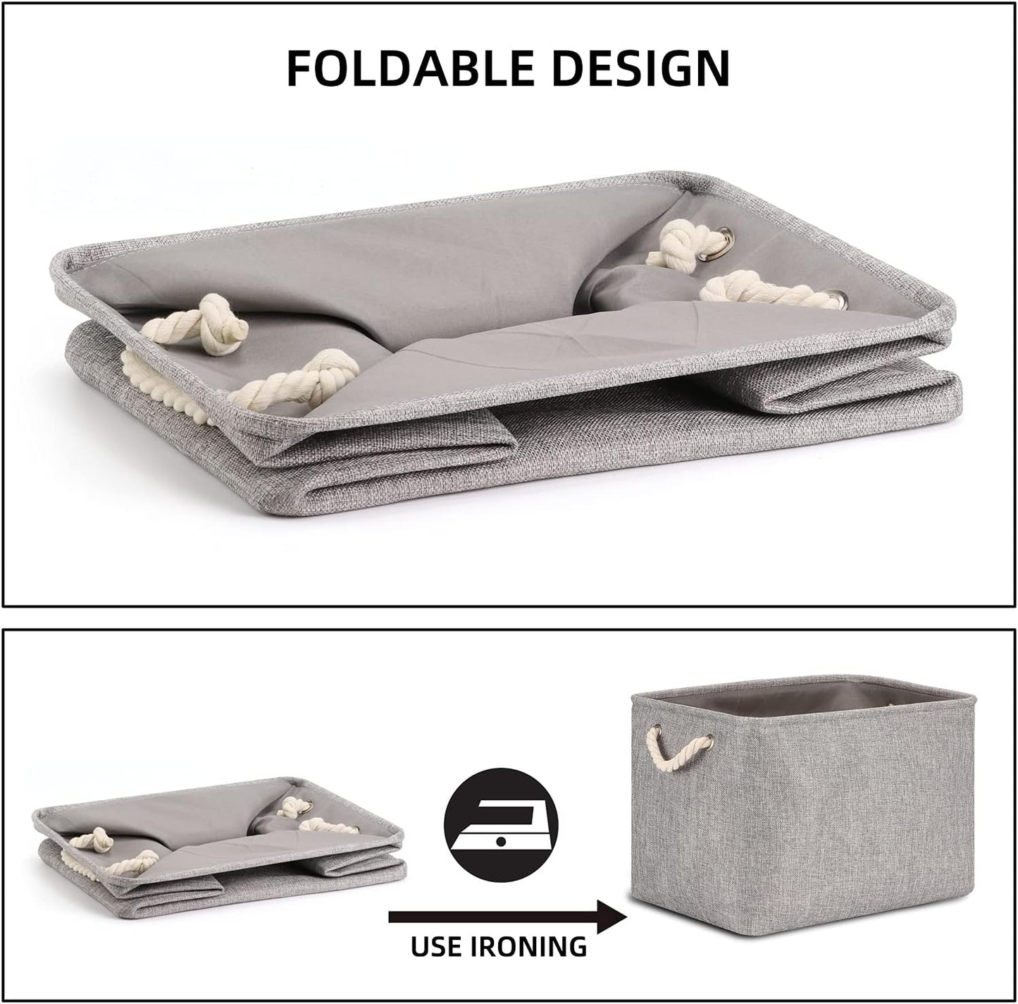 Bidtakay Grey Baskets [2-Pack] Shelf Baskets for Storage 16" X 11.8" X 11.8" Large Fabric Rectangular Decorative Storage Basket Organization Bins for Shelves Closet Home Organization(Grey)