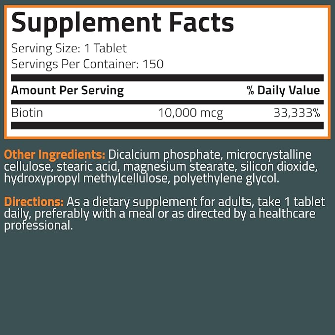 Bronson Biotin 10,000 MCG Supports Healthy 150 Vegetarian