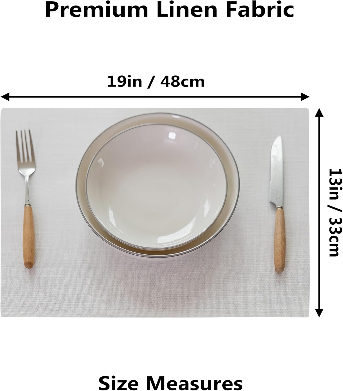 Demetex White Place Mats Set of 8 Washable Linen Placemats Heat Resistant Decorative Table Placemat for Holiday Party Wedding, 13x19 inch, Pure White