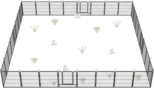 FXW Garden Fence Outdoor for The Yard – 32in(H) x 71.0ft(L) Heavy Duty Metal Animal Barrier for Dog and Rabbit, Decorative Dog Fence, 32 Panels, Black