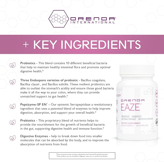 Orenda Eaze®: Gut Wellness Capsules 6-in-1 Digestive 30 Capsules