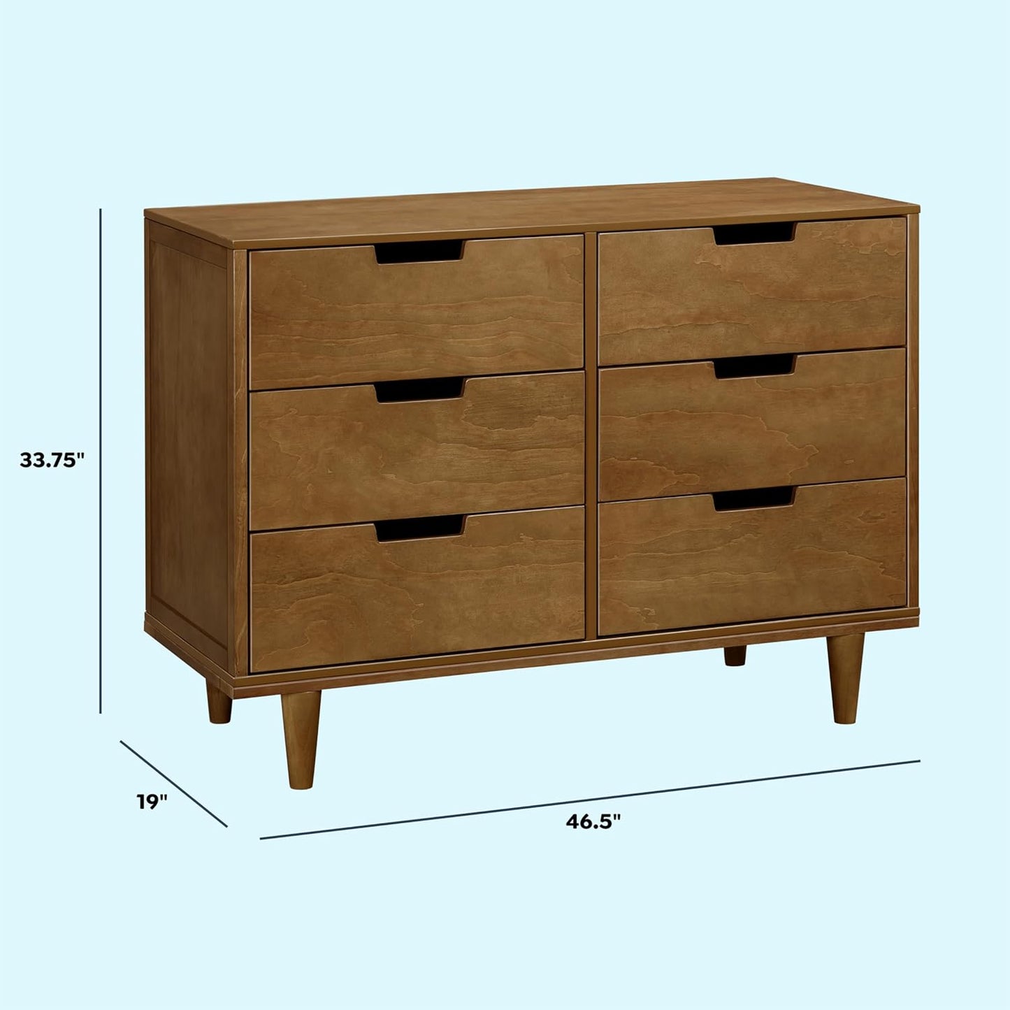 DaVinci Marley 6-Drawer Dresser - Baby Dresser for Nursery - Kids Bedroom Furniture - Double Chest of Drawers for Toddler Boys and Girls - Versatile Wood Dresser for Living Room, Hallway - Walnut