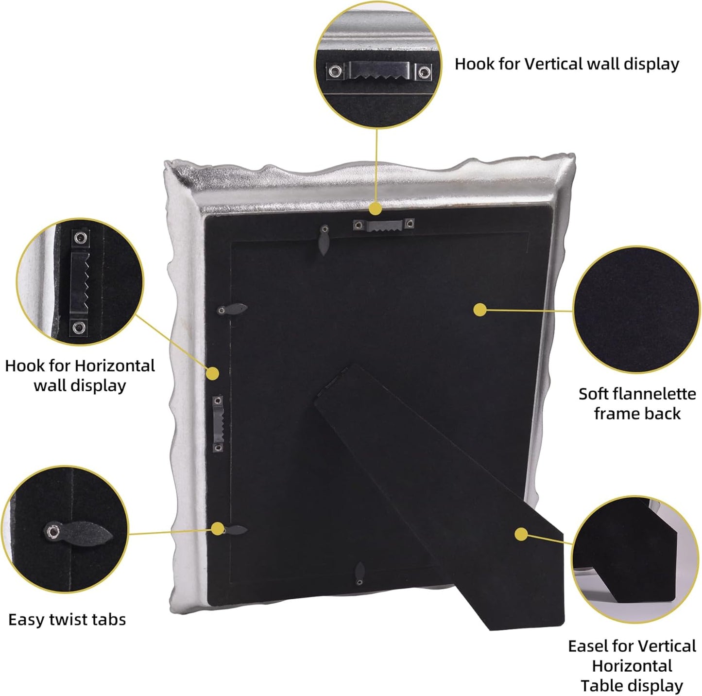 8x10 Vintage Picture Frame with Embossed Flower Design, Silver Ornate Frame for 8x10 or 5x7 Pictures with White Mat, Hand-Crafted Resin Antique Frames for Tabletop & Wall Hanging, Home Decor (Silver)