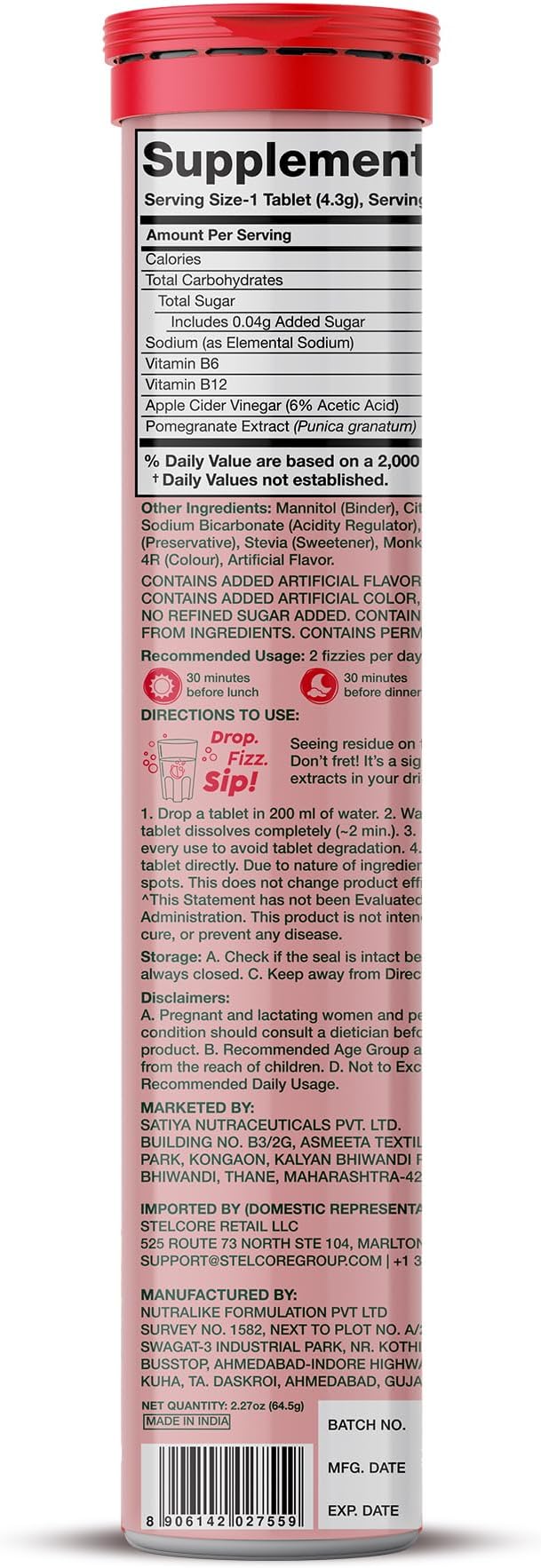PLIX Apple Cider Vinegar Effervescent Tablets with The Mother, 700mg ACV with VIT B12, B6, Pack of 4 | Vegan, No Added Sugar, Non-GMO & Gluten-Free