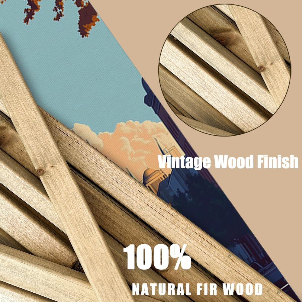 WREVERW Vintage Salt Lake City Poster Canvas Print with Wooden Hanger Frame, Featuring the Historic Salt Lake Temple, Wall Art for Home and Office Decor, 16x23 inches