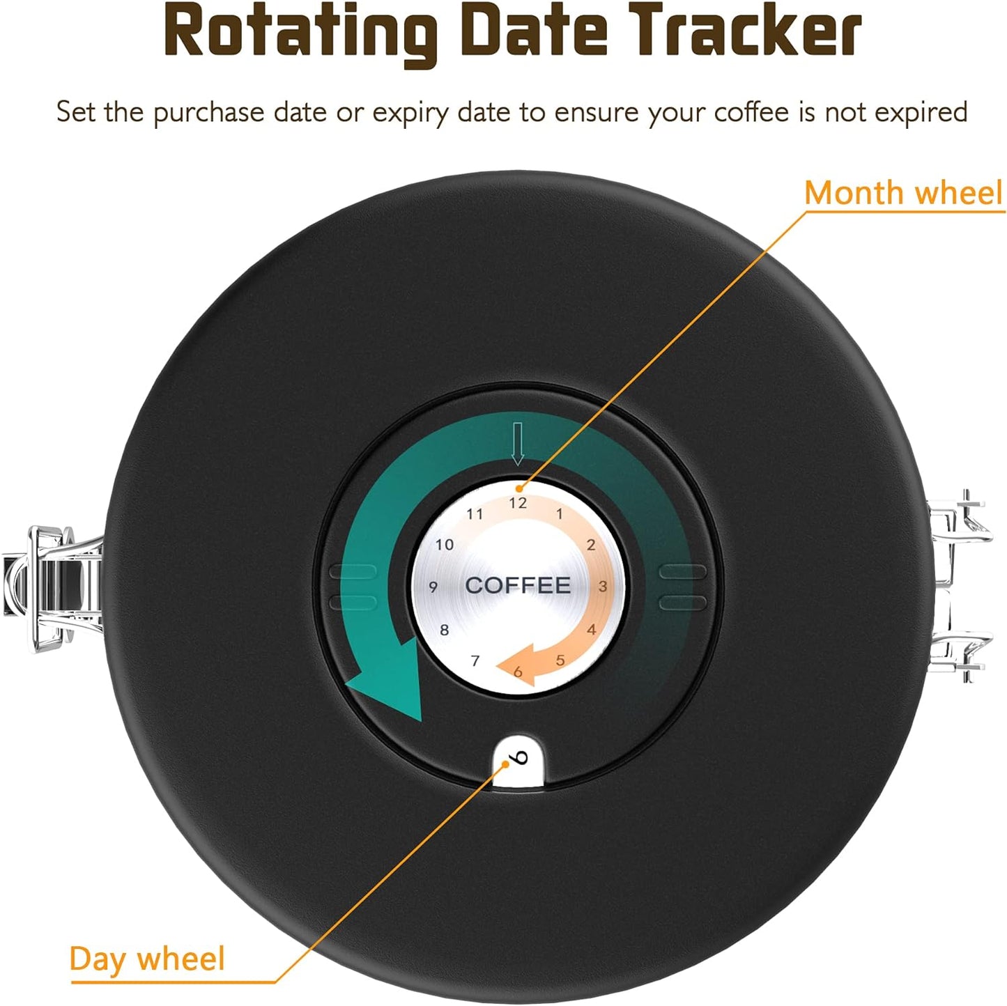 35OZ Coffee Canister for ground coffee with Date Tracker,Wood grain lid 304 Stainless Steel Kitchen Food Airtight storage container for Coffee Beans or Grounds, Tea, Sugar(35oz-grain)