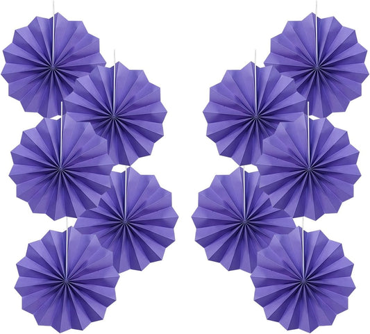 Purple Party Decorations,Purple Bridal Shower Decorations,Halloween Decor Events Accessories,Retirement Decorations Paper Fans Bulk 8in,Anniversary Decorations for Party 30 Color DIY Set(Purple)