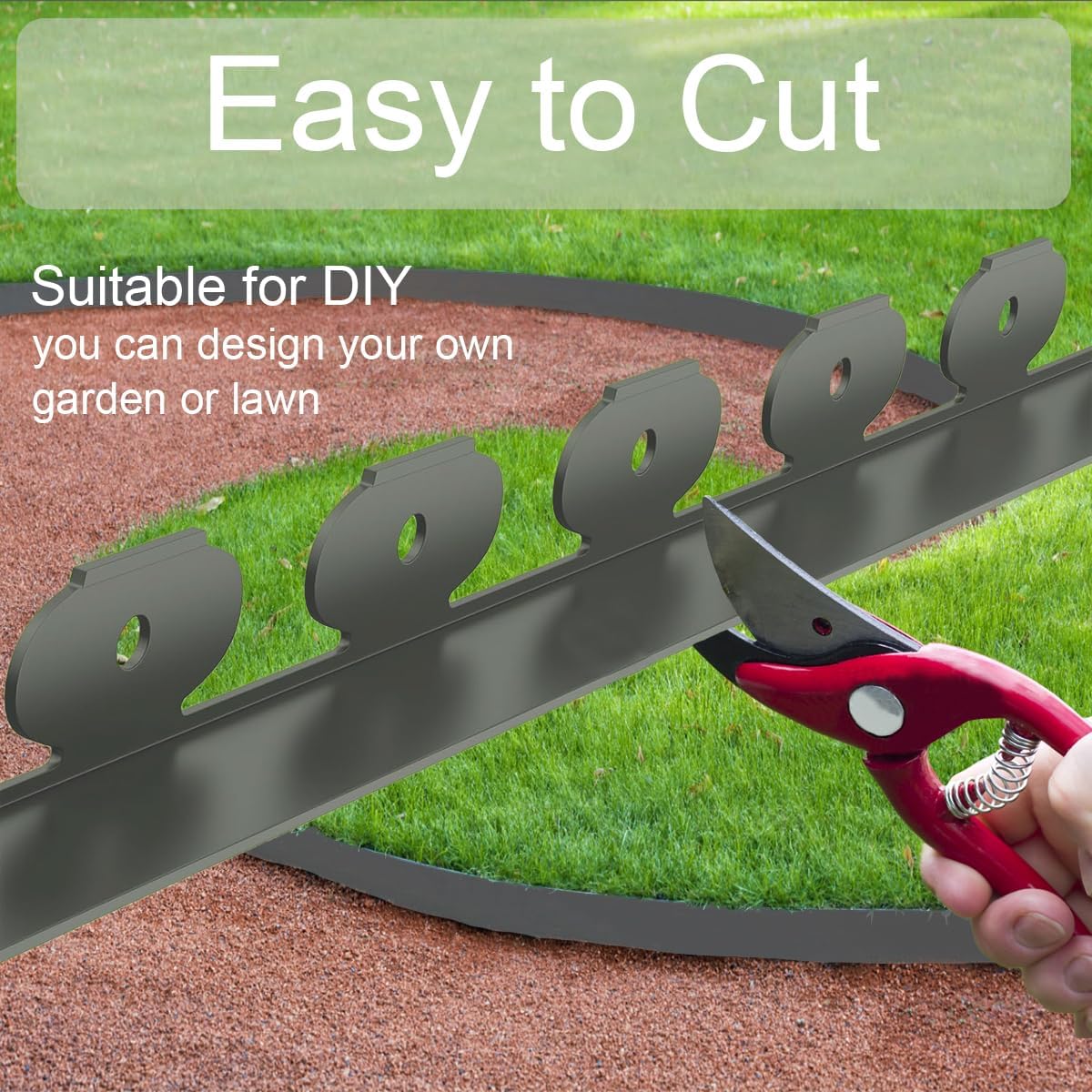 Landscape Edging,33ft x 4inch Tall Plastic Garden Edging Border with 30 Spikes,Lawn Edging for Landscaping Flower Bed,Yard,Patio-Grey