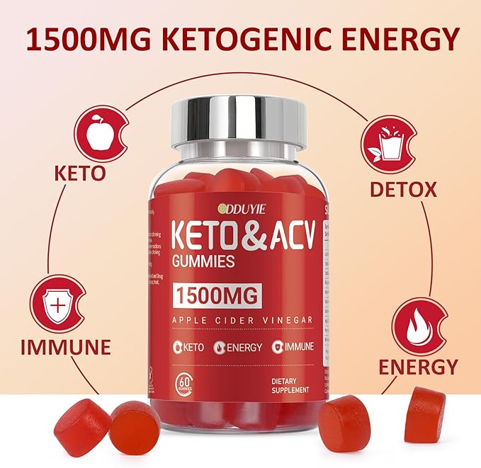 Keto ACV Gummies - 1500mg Apple Cider Vnegar Gummies - with Pomegranate Beetroot & Vitamin B12 B6 - GMO Free & Made in USA - 60 Count