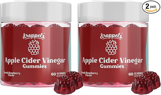 Droppels Apple Cider Vinegar Gummies 1000mg with Beet Root & Pomegranate (60 Count (Pack of 2))