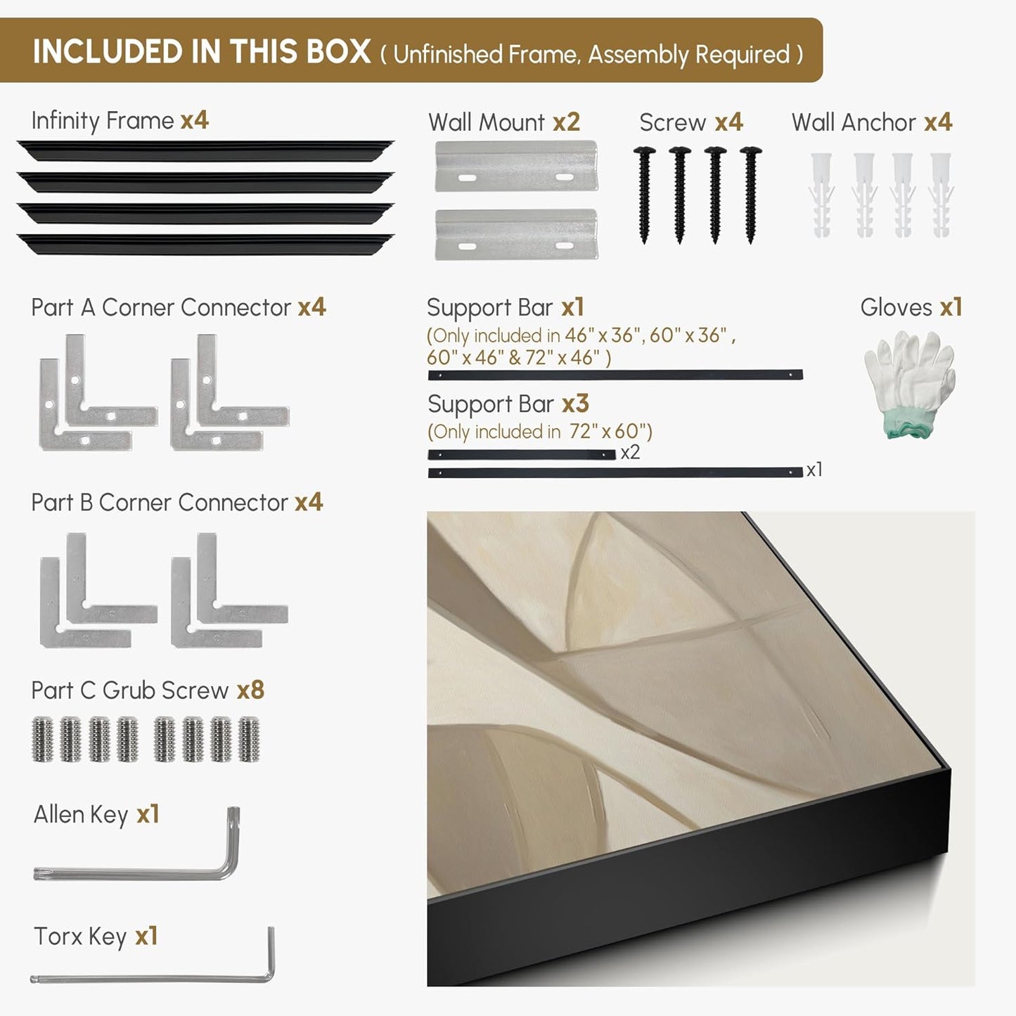 SIGNWIN 46"x72" Extra Large Framed Wall Art Neutral Abstract Geometric in Mid-Century Style, Retro-Inspired Design for Home Living Room Bedroom Decor (Frame Assembly Required)