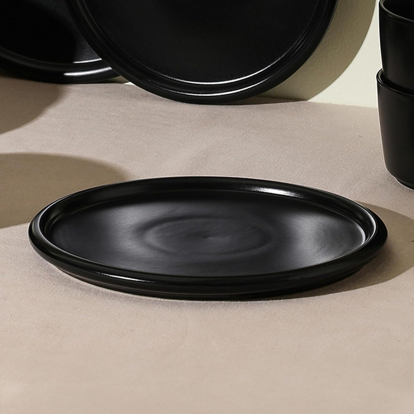 Stone Lain Eden 4-Piece Salad Plate Set Stoneware, Black